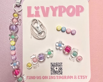 Personalized Bag Charm Kit-DIY Bag Charm-Kids Party Favor-Clear Pastel