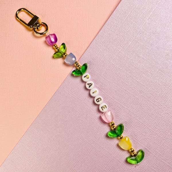 Personalized Beaded Bag Charm Kit: Kids' Party Favor, DIY Keychain