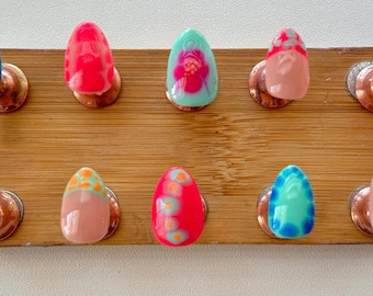 Op maat handgeschilderd | Herbruikbaar | Summer Aura Blooming Flower Design Gelpers op de nagels | Namaakacrylnagels | Gelnagels | Druk op de nagels