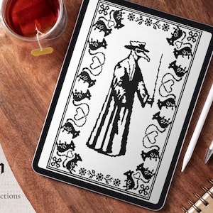 Plague Doctor crochet pattern - filet or tapestry crochet - crochet chart and written instructions - pdf files digital download