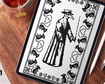 Plague Doctor crochet pattern - filet or tapestry crochet - crochet chart and written instructions - pdf files digital download