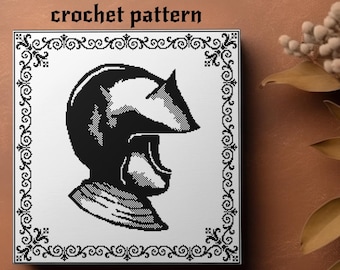 Medieval Helmet crochet pattern - filet and tapestry crochet pattern - crochet chart with written instructions - pdf files digital download