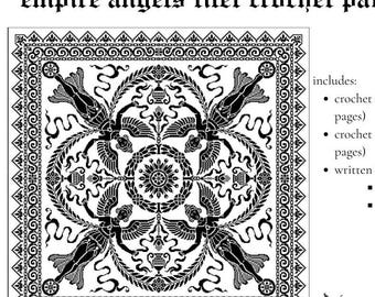 Empire Angels filet crochet pattern - gothic embroidery crochet - crochet chart with instructions - pdf download digital files