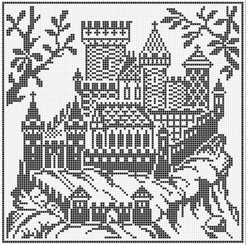 Ancient Castle Crochet Pattern - Filet and Tapestry Crochet - Chart ...