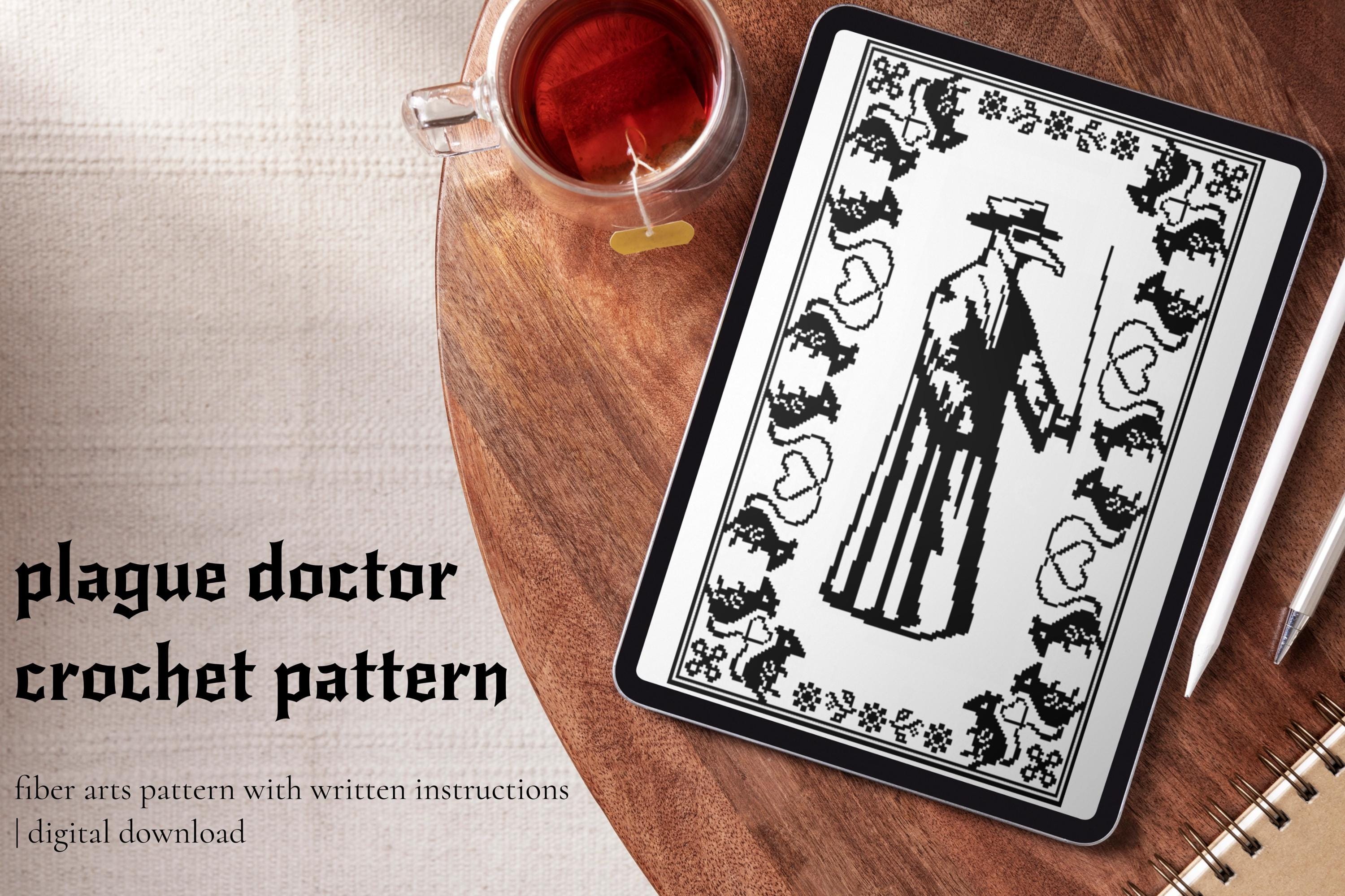 14 Crochet Tapestry Charts with Sea Turtles, Ghosts, and Wall Hangings 11 Plague Doctor crochet