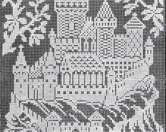 Ancient Castle crochet pattern - filet and tapestry crochet - chart with written instructions - pdf files digital download
