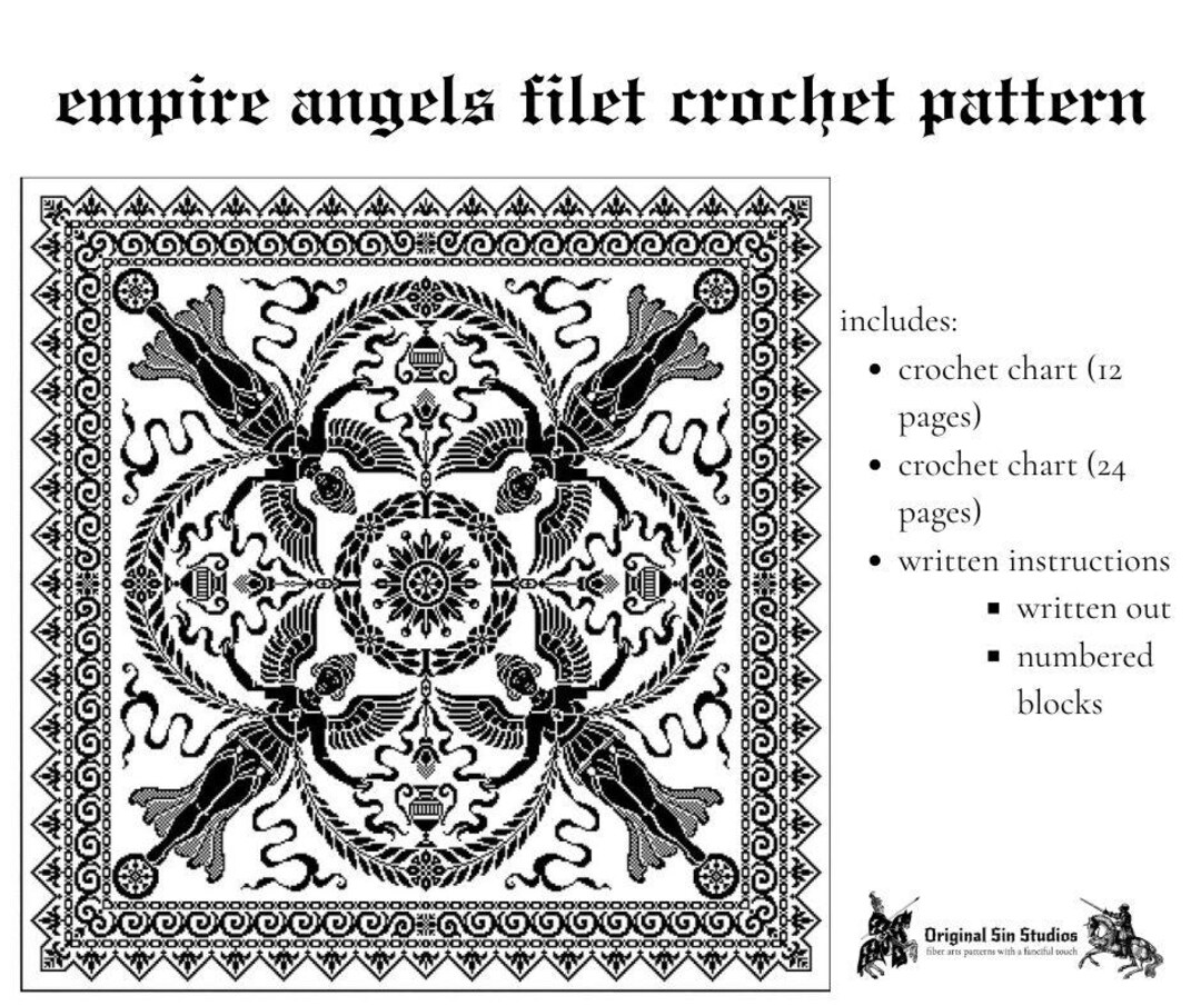 Angel Filet Empire Angels Filet Crochet Pattern - Gothic Embroidery Crochet ...