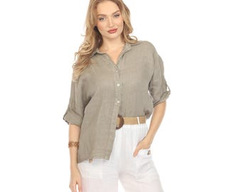Taupe Button Up Collared Shirt