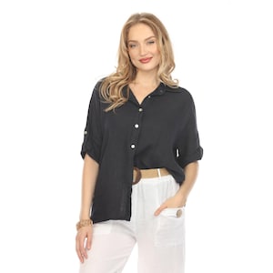 Navy Button Up Collared Shirt