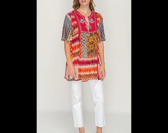 Red Printed boho Tunic/ Top