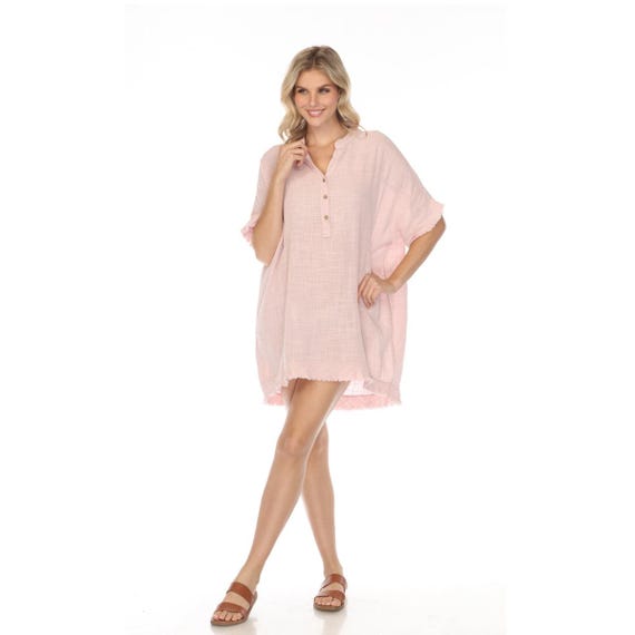 Pink Fringe Detailed Tunic / Dress Pink / S/M