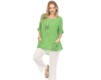 Green Half Sleeves Tunic with Pockets
