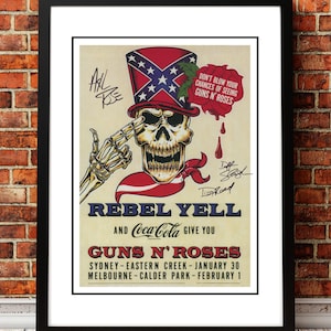 Póster enmarcado de la banda de música de concierto retro de GUNS N' ROSES (1991) - Tamaño A2 - Arte mural musical retro / Ideal para regalar