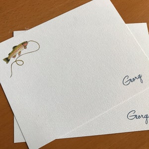 Tarjetas de trucha arcoíris, tarjetas de notas planas, juego de regalo personalizado, regalo de pescador con mosca, regalo de pescador, notas de agradecimiento, pensando en ti, papelería