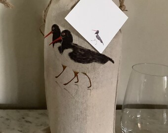 Coastal Wine Bag Heron Bag Wedding Favor Wine Flamingo Bag Marsh Bird,Coastal Living Blue Beach Bird Gift Card Event Gift Reusable