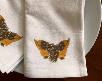 Hedgehogs Napkins, Flour Sack Cotton, Reusable Napkins, Woodland Animal Art, Cabin Country life decor, Hedgerow Hedgehog Napkin, Set of 2,