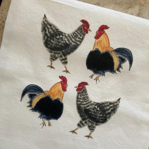 Strofinaccio Gallo e Gallina: Arte del Pollo in Stile Rustico, 100% Cotone