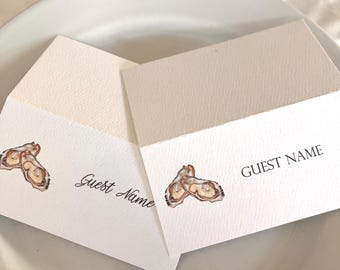 Segnaposto a forma di conchiglia d'ostrica: matrimonio in riva al mare, evento nautico, posti a sedere personalizzati