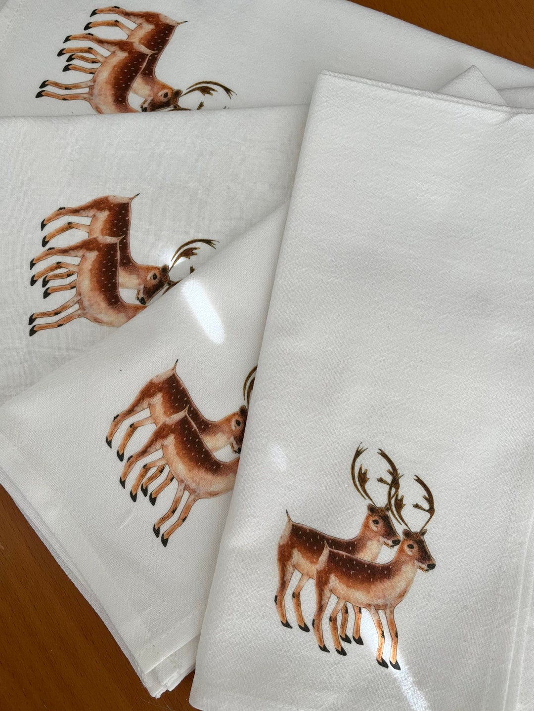 Reindeer Napkins Christmas Holiday Cloth Napkins Rudolph the Etsy