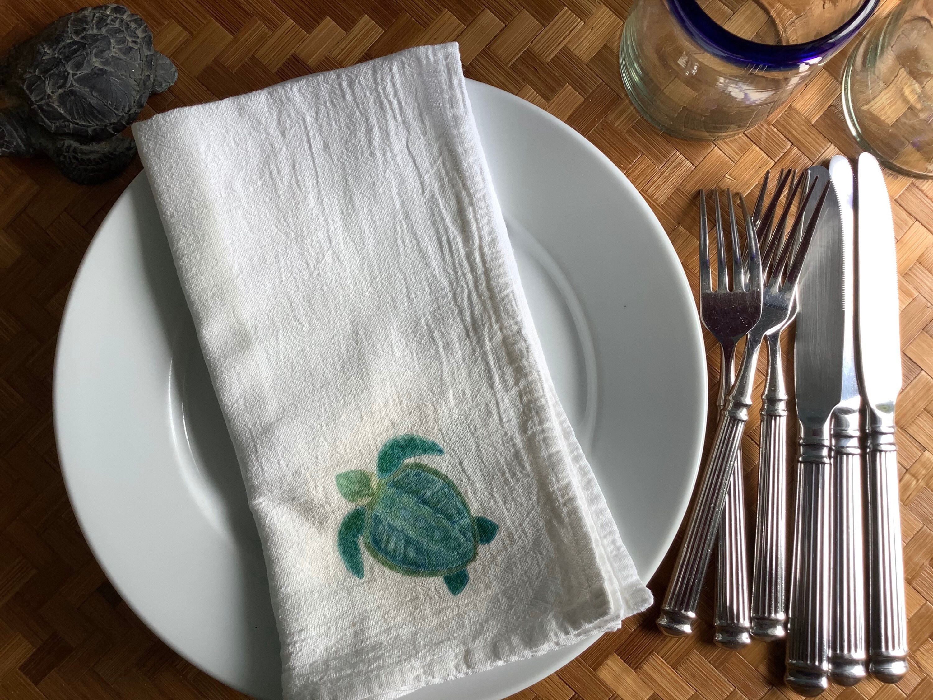 Sea Turtle Napkins Beach House Napkins Flour Sack Cotton Etsy
