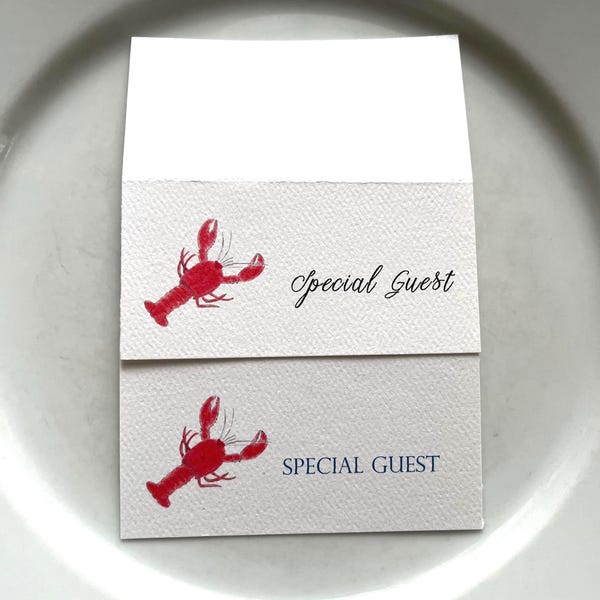 Lobster Tented Name/Place Cards- Blank or Personalized