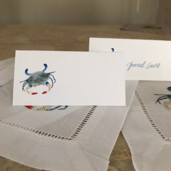 Crab Name Cards, Tented Cards, Maryland Crab, Personalized Cards, Blank Name Card, Table Decor, Ocean Theme, Beach Theme, Assigned Seating