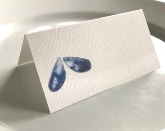 Mussel Shell Place Cards: Personalized Ocean Theme Table Decor