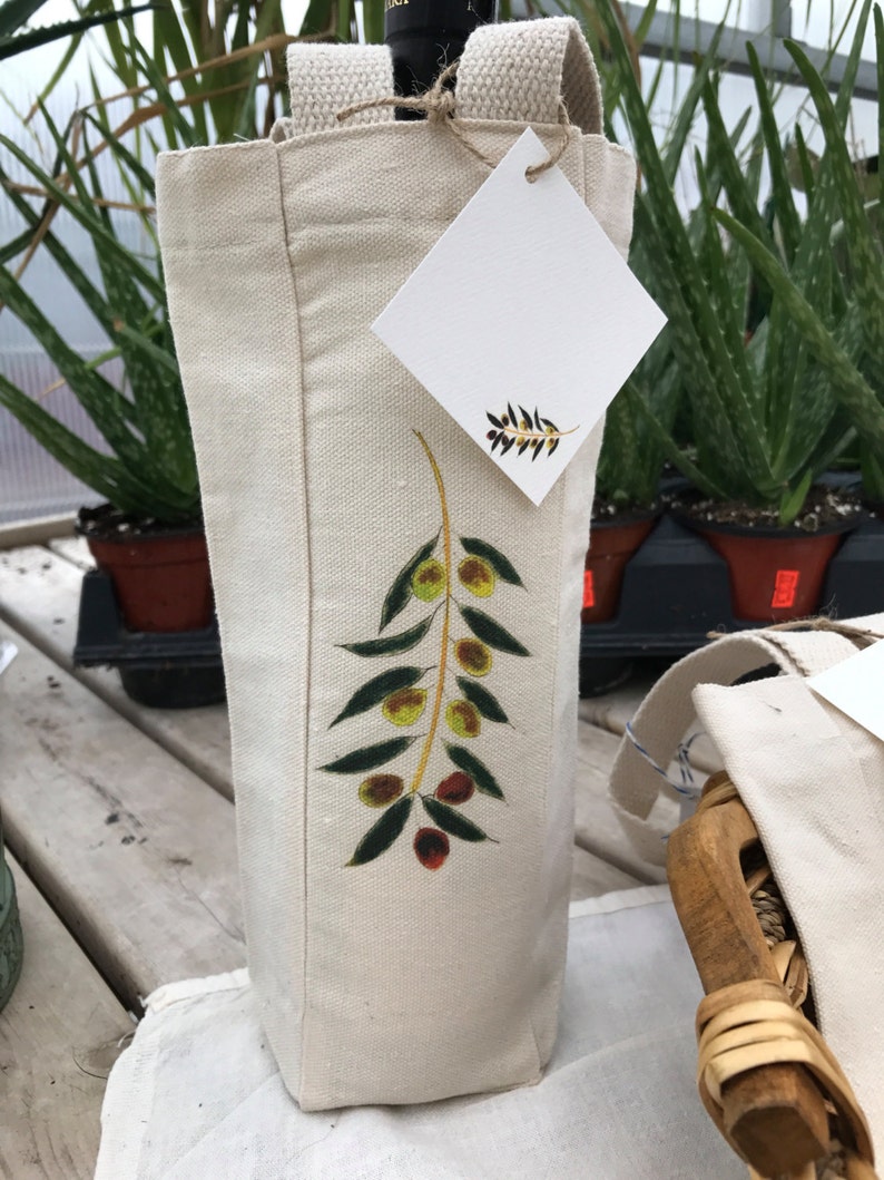 Olive Tote Wine Bag Bag With Gift Card Reusable Party Etsy