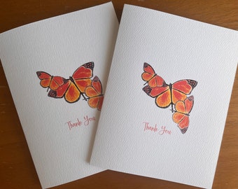 Monarch Butterfly Illustrated Card Set, Assorted Greeting Note Cards, Thank You Notes, Note Writer Gift, Garden, Endangered, Personalize