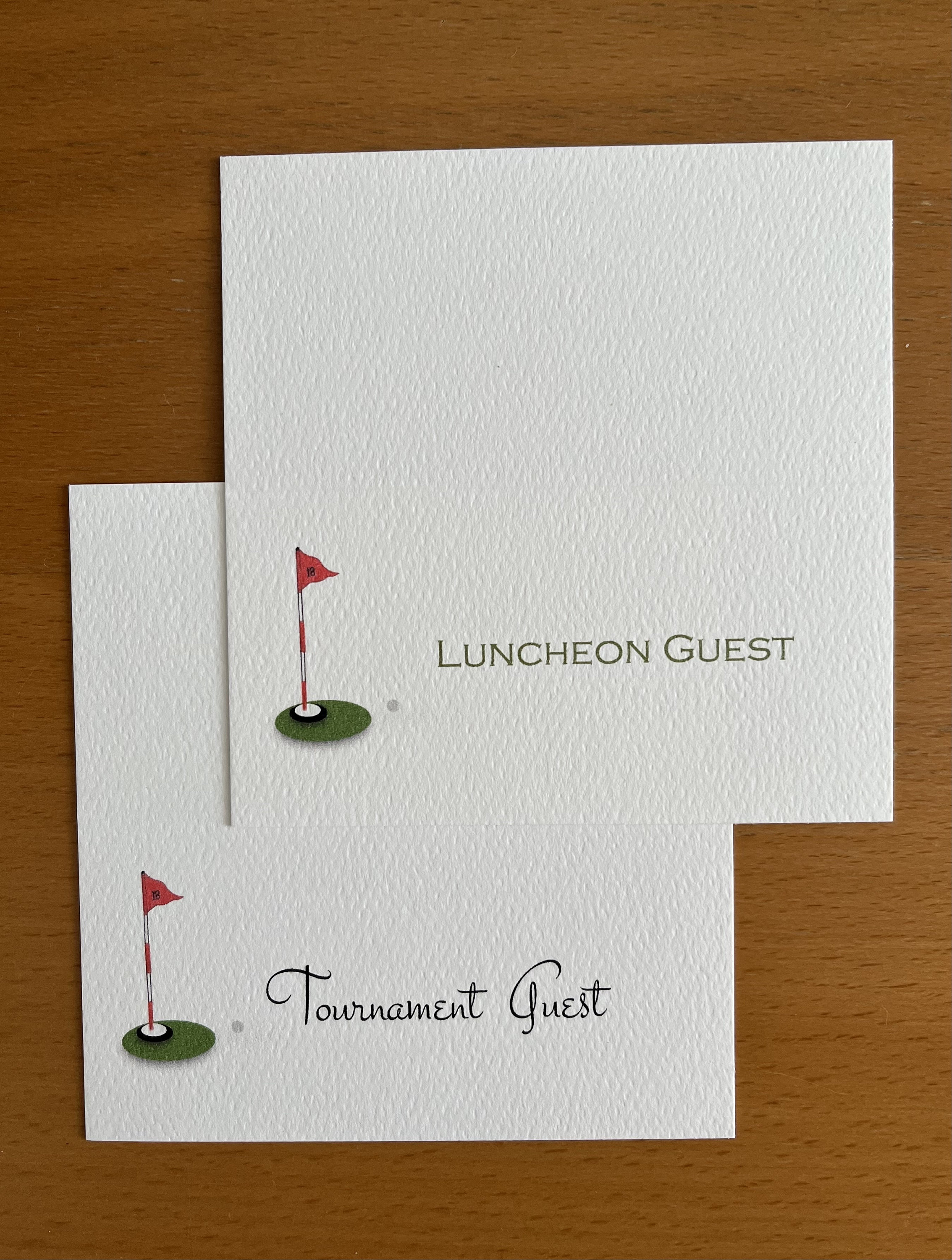 Golf Seating Cards, Tented Name Cards, Golf Tournament Luncheon, Food