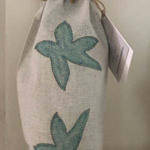 Zeester wijntas, wijnfles, cadeauzakje, cadeaubon, BYOB, evenementcadeau, strandthema, bruiloft gunst, kustthema bruiloft, draagtas