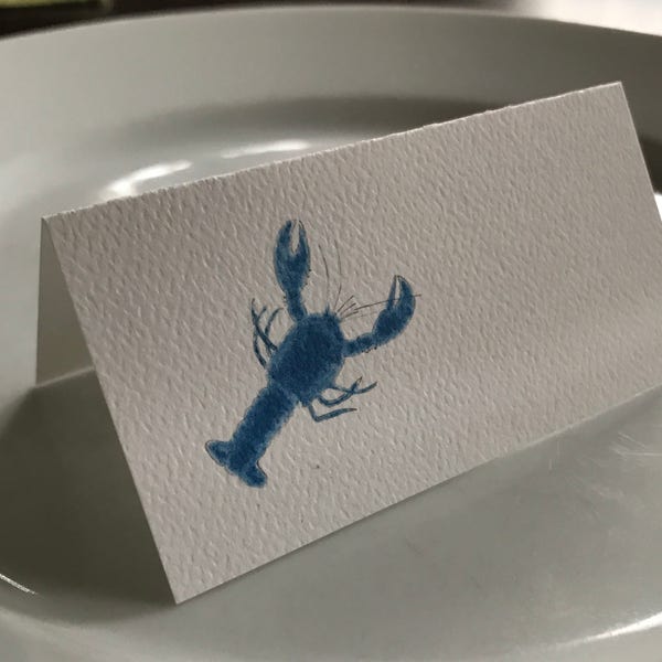 Lobster Place Cards, Blue Lobster, Red Lobster, Party Decor, Table Seating, Personalized Name Card, Blank Name Card, Lobster Bake, Beach