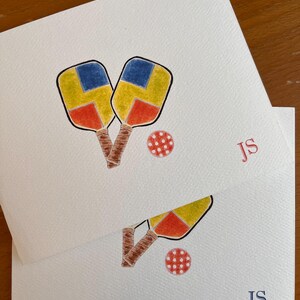 Pickleball Paddles Illustration gefaltetes Grußkarten-Set, personalisierte Grußkarten, innen leer, Notizschreiber Geschenkidee, Pickleball-Karten