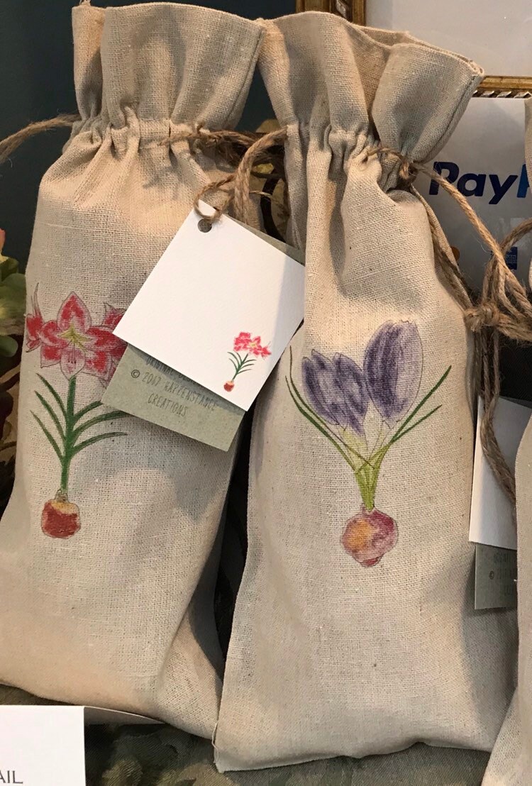 Floral Wine Bags Crocus Bag Amaryllis Bag Event Gift Etsy
