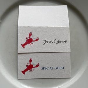 Lobster Event Name Place Cards, Blue Lobster, Red Lobster, Party Decor, Table Seating, Personalized Name Card, Blank Name Card, Lobster Bake