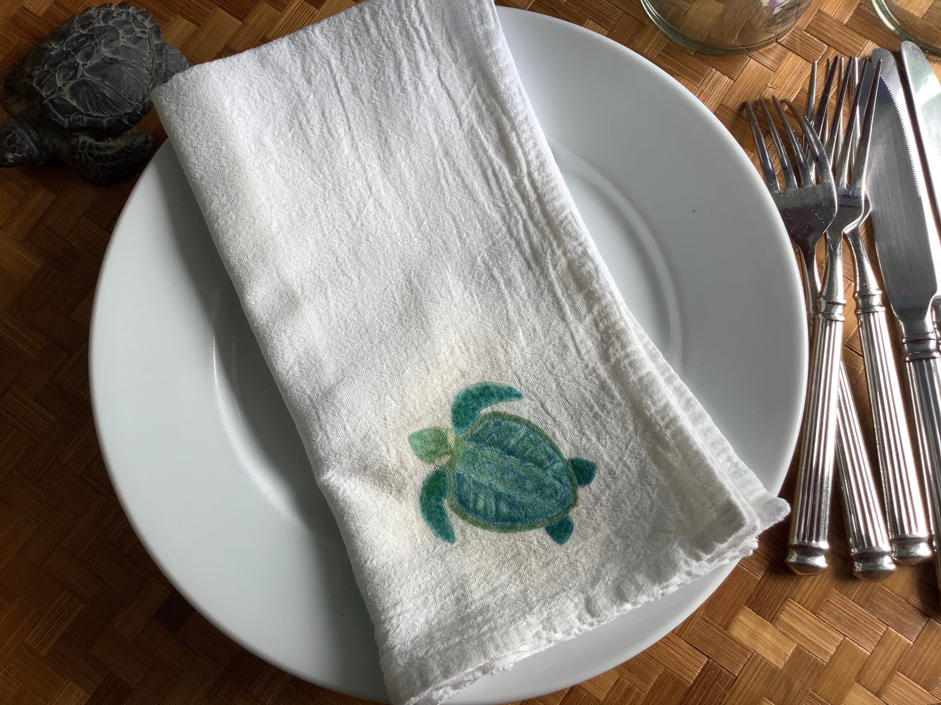 Sea Turtle Napkins Beach House Napkins Flour Sack Cotton Etsy