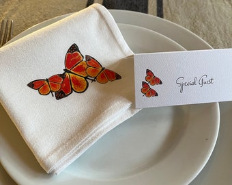 Butterfly Name Cards, Monarch Butterfly Seating Cards, Event, Garden Club Party,Tented Cards, Ladies Luncheon, Blank Seating Cards