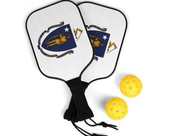 Massachusetts State Flagge Pickleball Paddel Set: Spaß Sport Geschenk