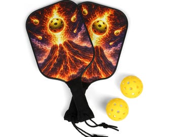 Volcanic Evention Pickleball Kit, Paddles, Bälle und Tragetasche. Doppelseitiger Druck, Liga, Turniere