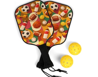 Paleta de pickleball Sports Pattern / Kit de pickleball, pelotas, diseño multideportivo