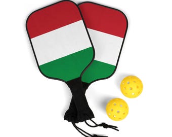 イタリア国旗柄ピックルボールパドルセット：木製パドル、ボール 