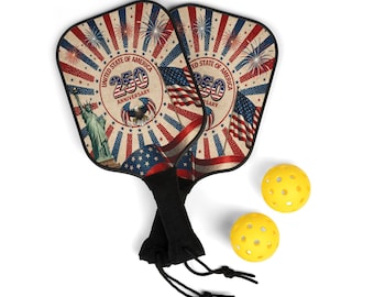 Juego de paletas de pickleball patriótico de edición limitada del 250 aniversario (2 paletas, 2 pelotas, estuche)