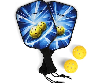 Juego de palas de pickleball Blue Energy / Kit de pickleball / Dos palas para equipo, pelotas de pickleball y estuche de transporte