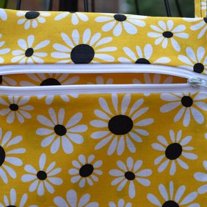 Handmade Floral Daisies on Yellow Sling Bag, Cross Body Bag, Hipster, Travel Bag free shipping image 3