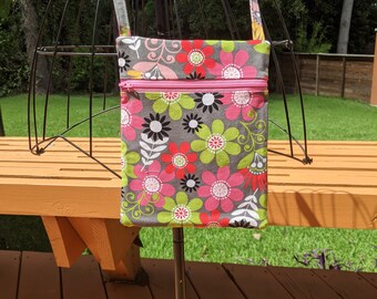 Handmade - colorful floral - Sling Bag, Crossbody Bag, Hipster, Travel Bag - Hands free - free shipping