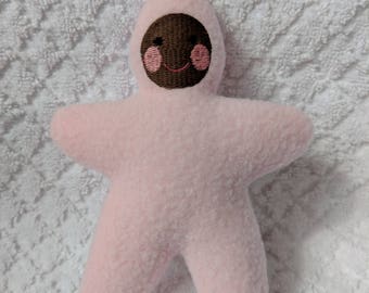 Handmade Pale pink brown faced  Star Baby - Stuffed Plush Doll Softie - free shipping