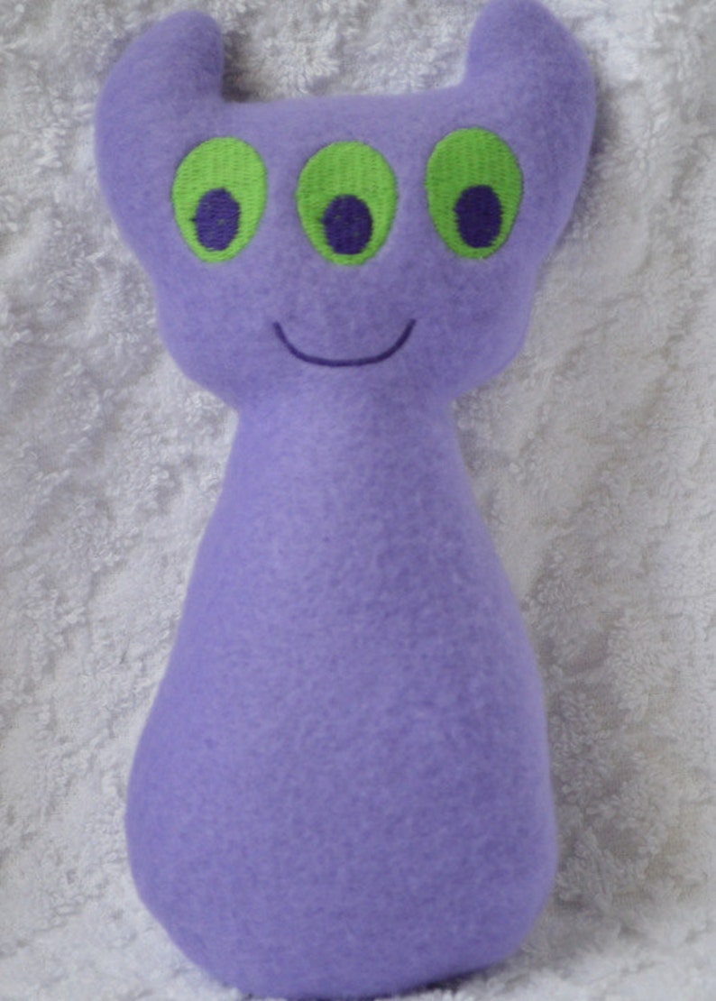 Handmade Stuffed Lavender Horned Monster Fleece, Child Friendly machine washable softie plush free shipping image 3