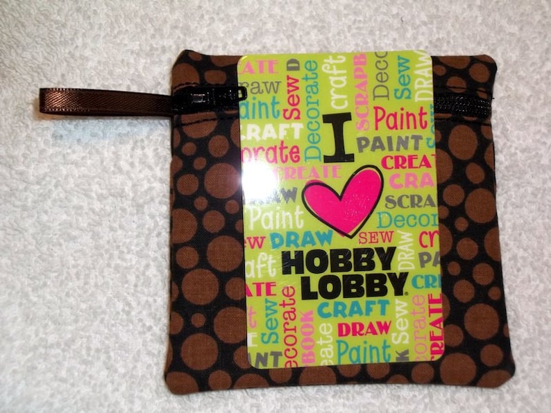 Handmade Black with brown dots Coin pouch Fabric Gift Card Holder