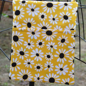 Handmade Floral Daisies on Yellow Sling Bag, Cross Body Bag, Hipster, Travel Bag free shipping image 4