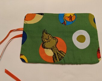 Handmade Double Crayon Wrap holds 15 Crayons - Dr. Seuss - Free Shipping